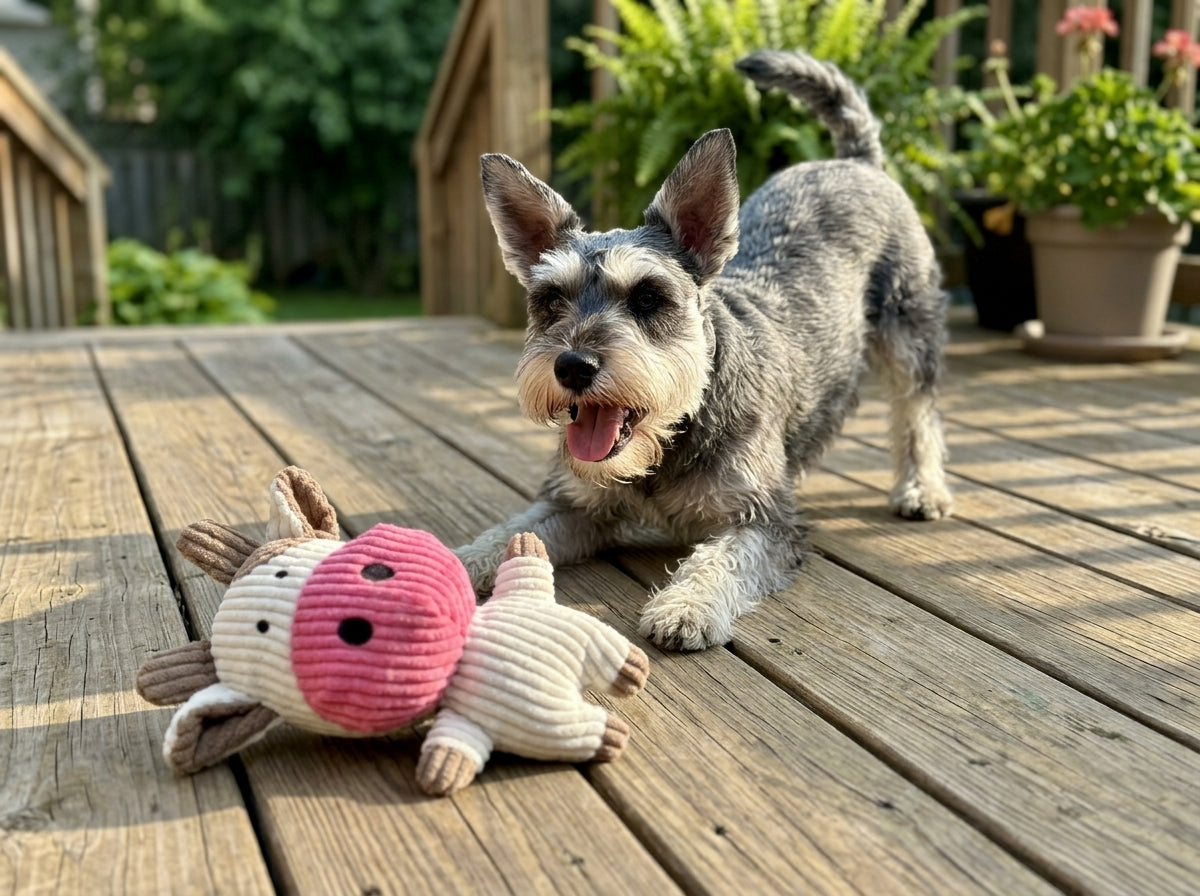 Squeaky Strawberry Cow Plush Dog Toy