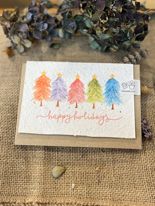 Colorful Christmas Trees - Plantable Seed Card