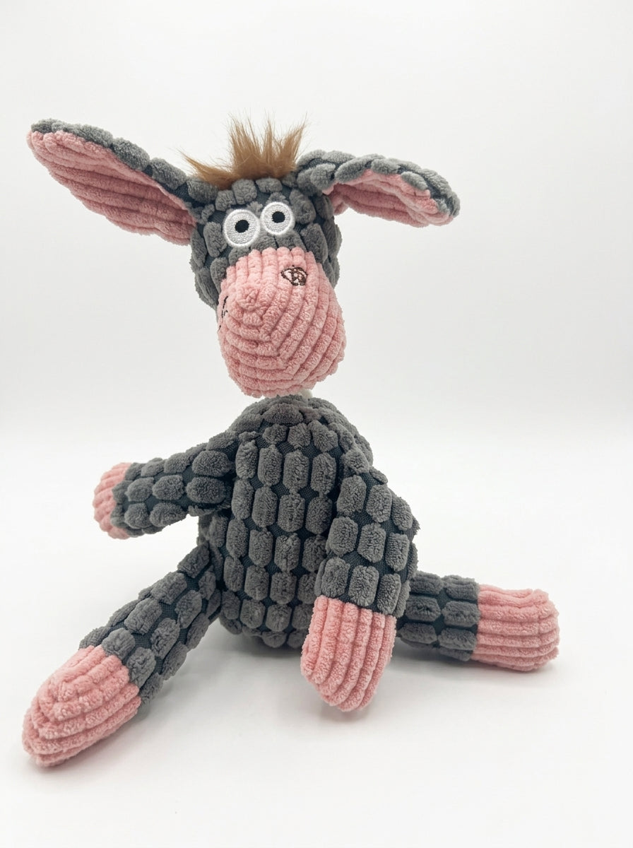 Squeaky Corduroy Donkey Plush Dog Toy