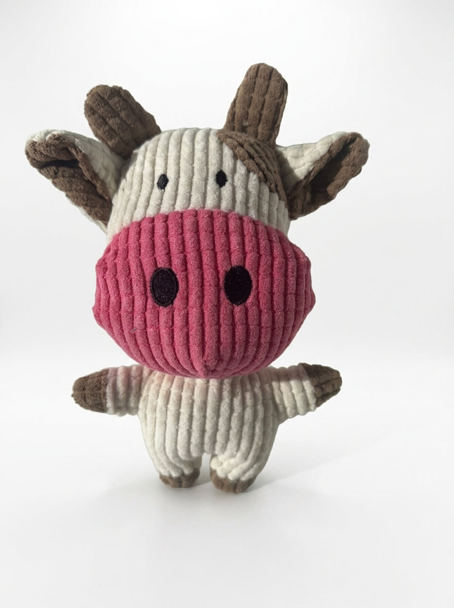 Squeaky Strawberry Cow Plush Dog Toy