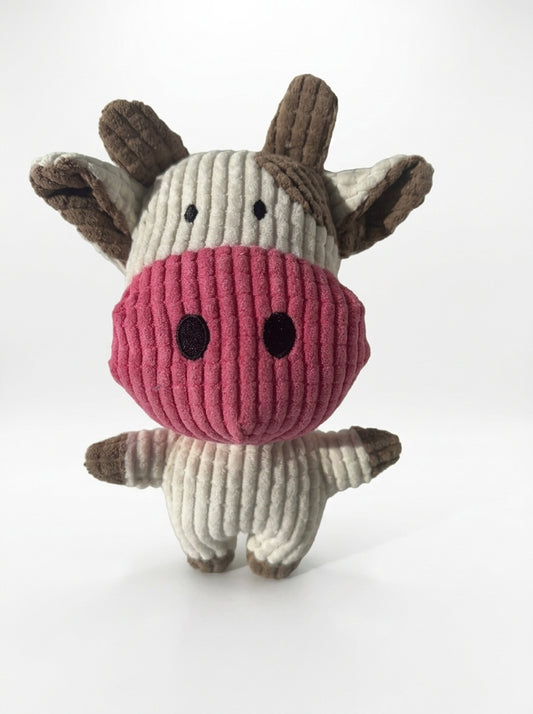 Squeaky Strawberry Cow Plush Dog Toy