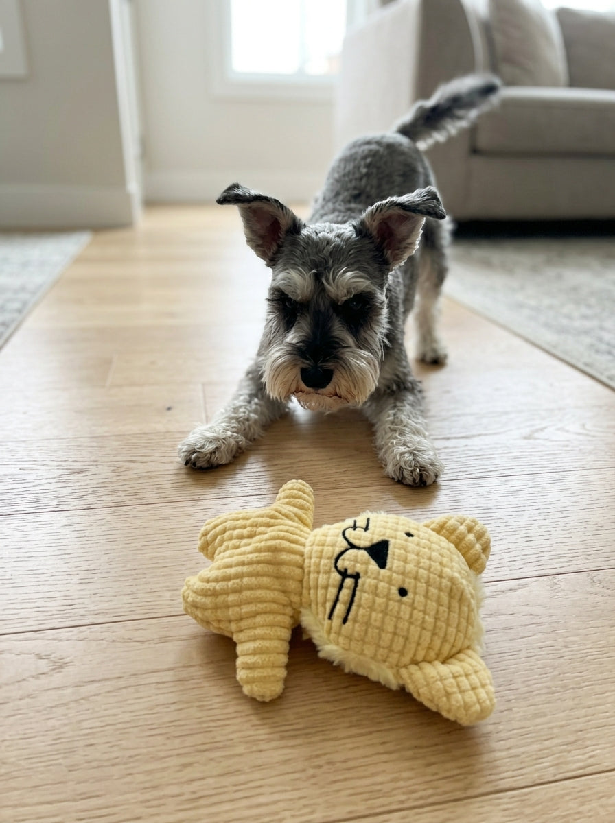Squeaky Corduroy Cat Plush Dog Toy