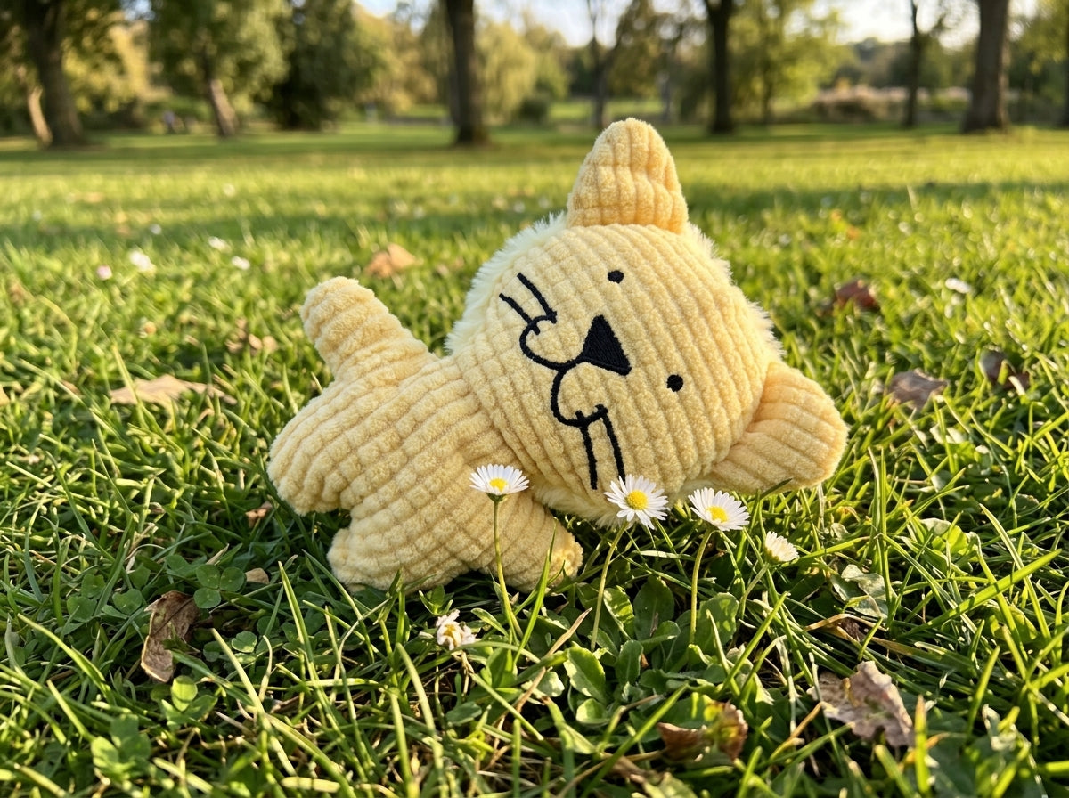 Squeaky Corduroy Cat Plush Dog Toy