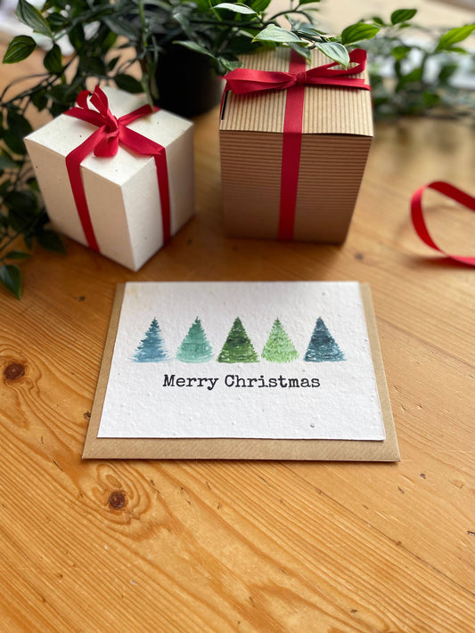Christmas Watercolor Trees - Plantable Seed Card