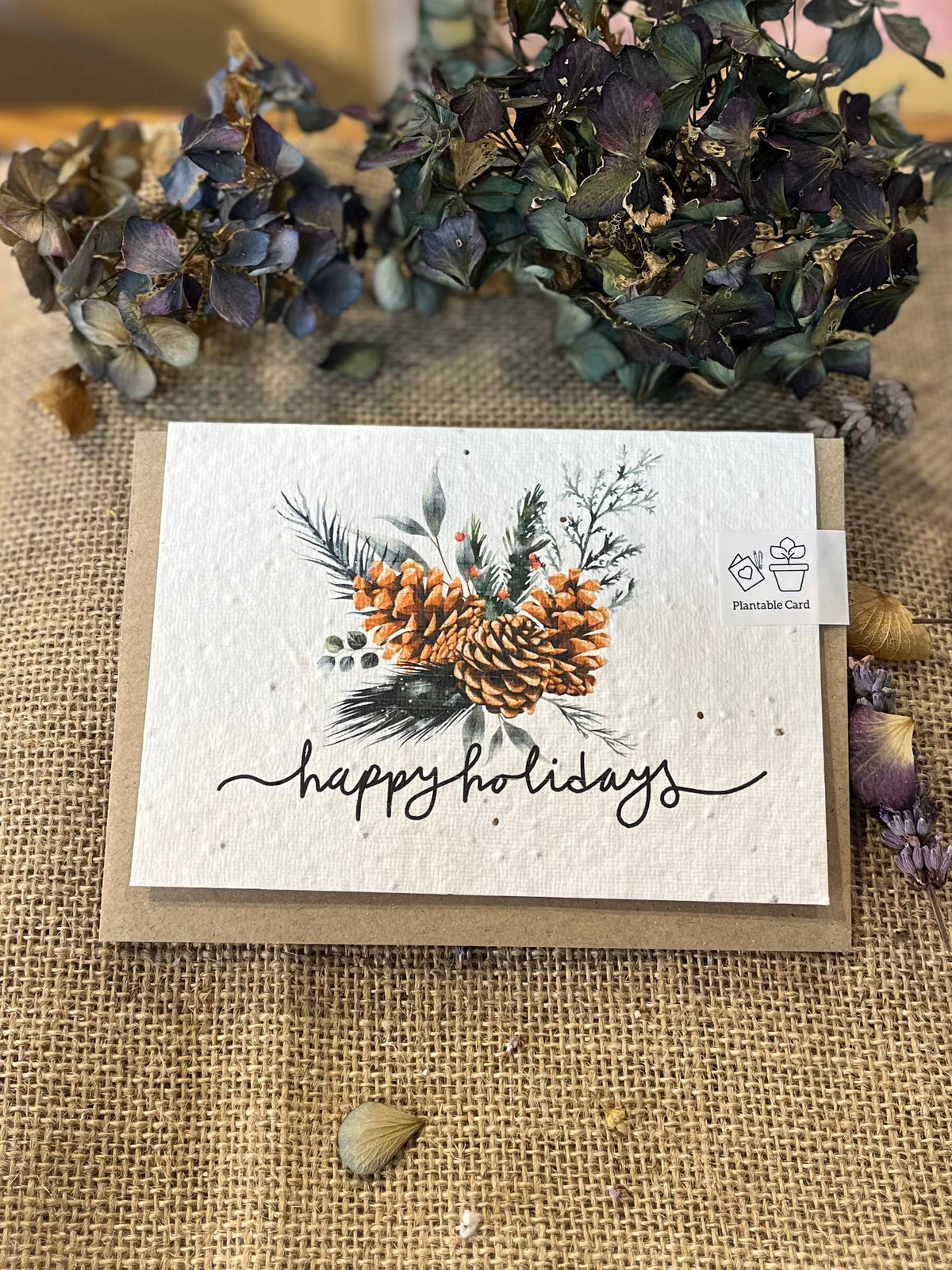 Happy Holidays Pine Cone - Plantable Seed Card